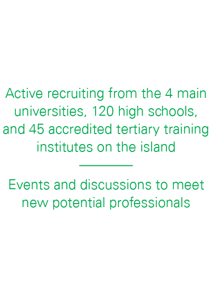 Active recruiting from the 4 main universities, 120 high schools, and 45 accredited tertiary training institutes on t   
